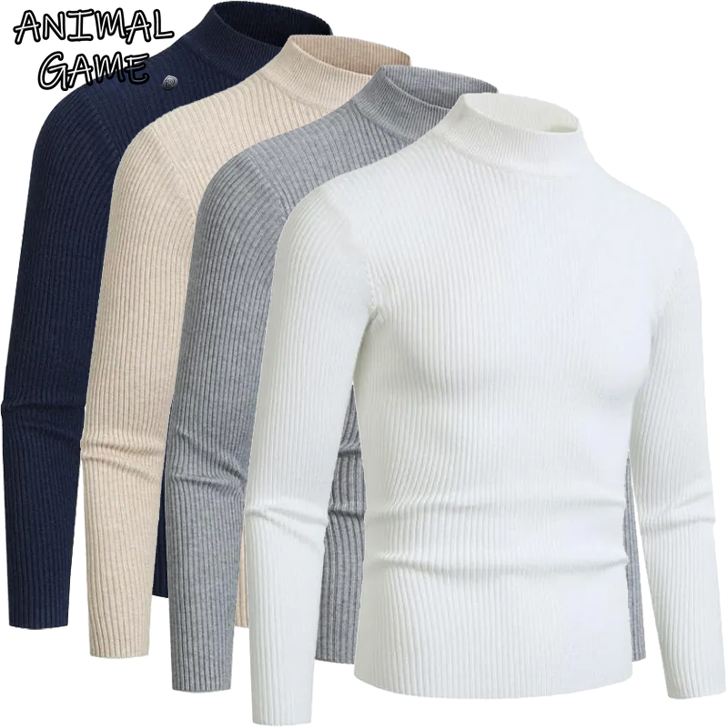 Turtleneck Sweater Men - Juego de animales Otoño Suéteres de