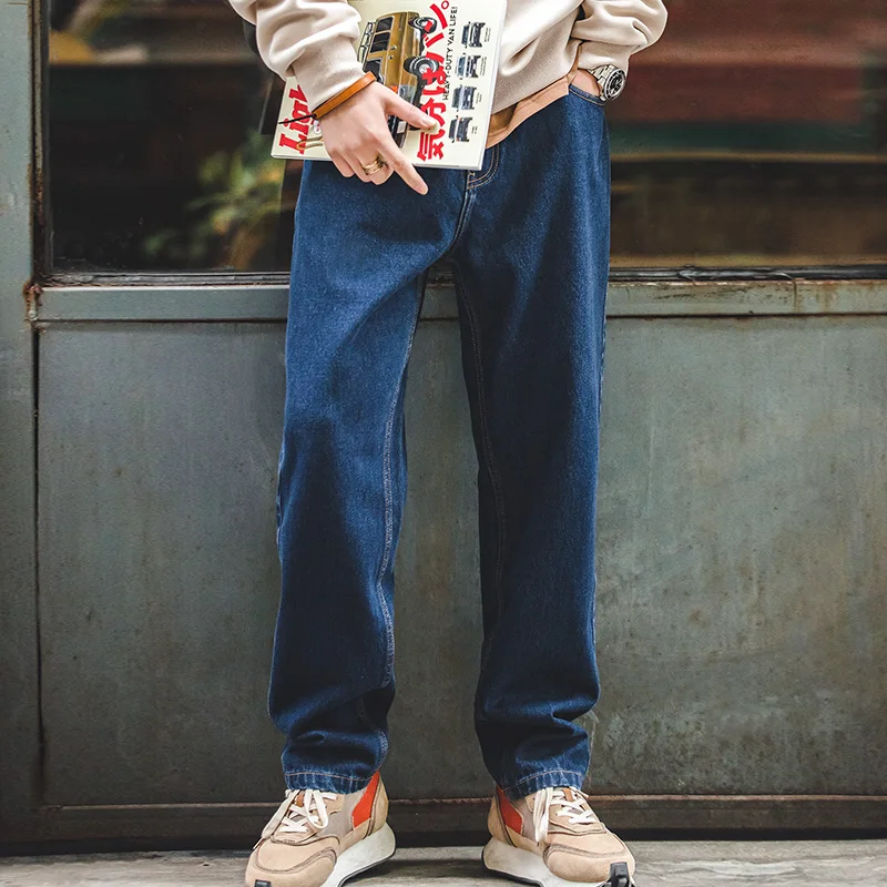 Men'S Fashion With Baggy Jeans - Maden-vaqueros de mezclilla lavados para hombre,