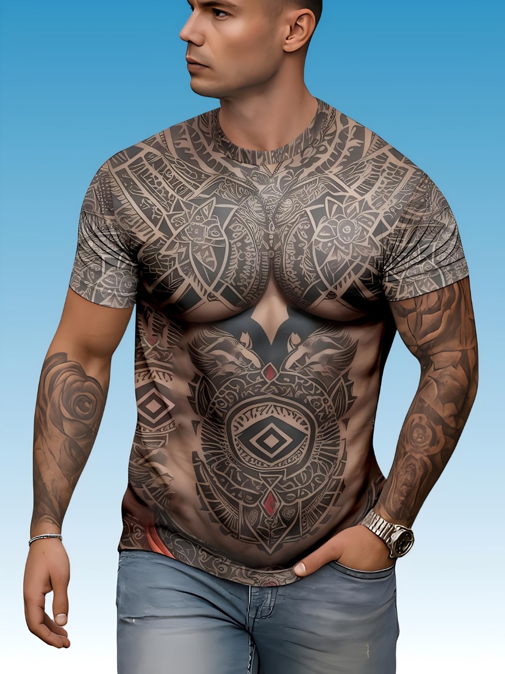 Muscle Tee Workout - Camiseta deportiva con estampado 3D de