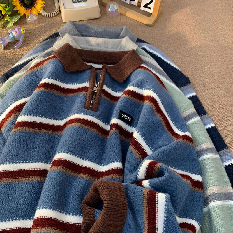 Turtleneck Sweater Men - Jersey de cuello alto a rayas