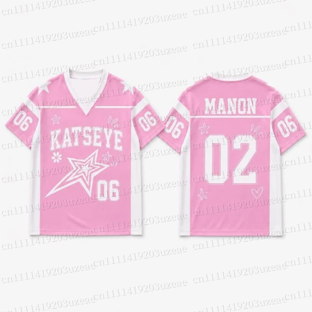 Men'S Fashion Pink Shirt - Camiseta KATSEYE con Estampado de Estrella