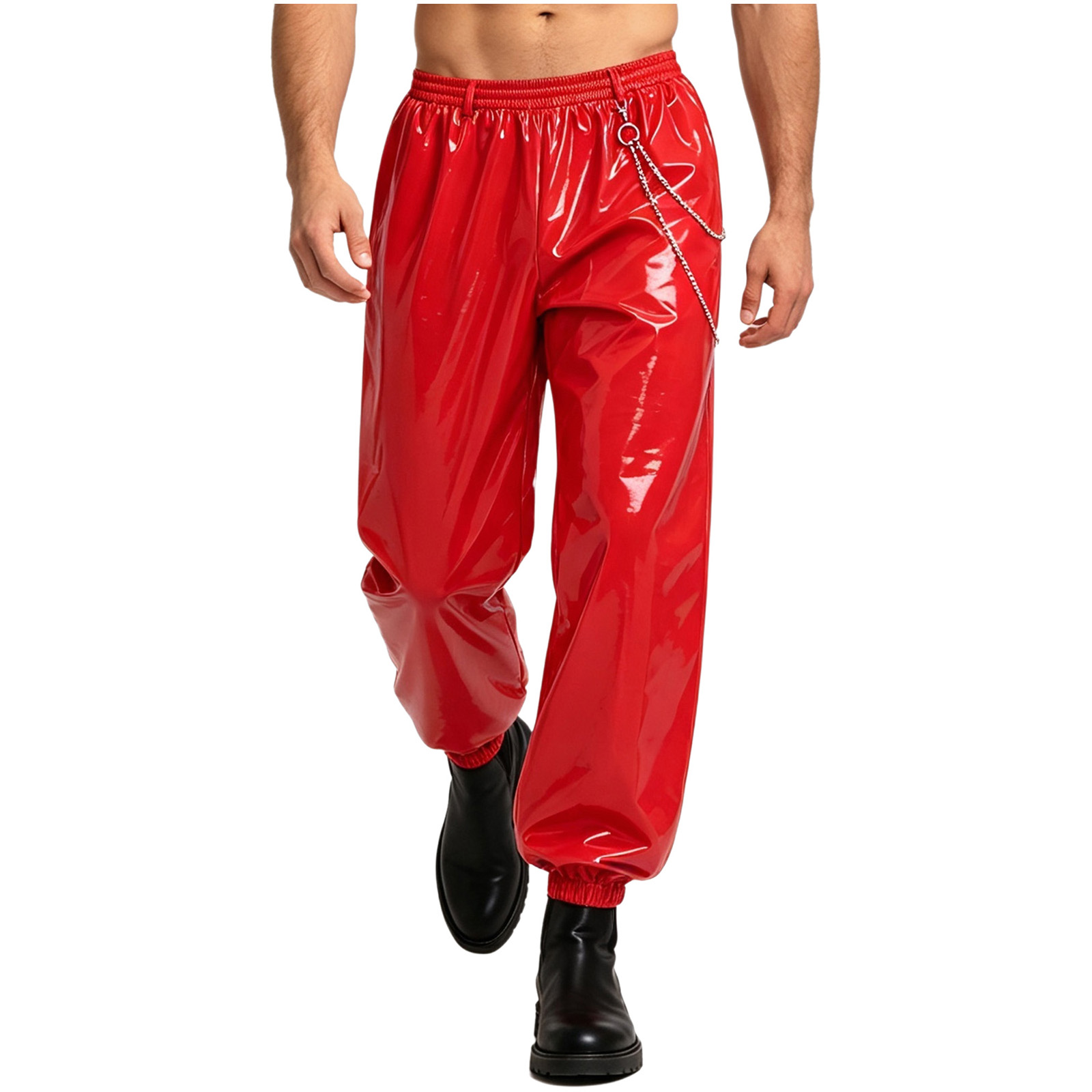 Jogger Sweatpants Men - Pantalones Jogger de Cuero PU Brillante