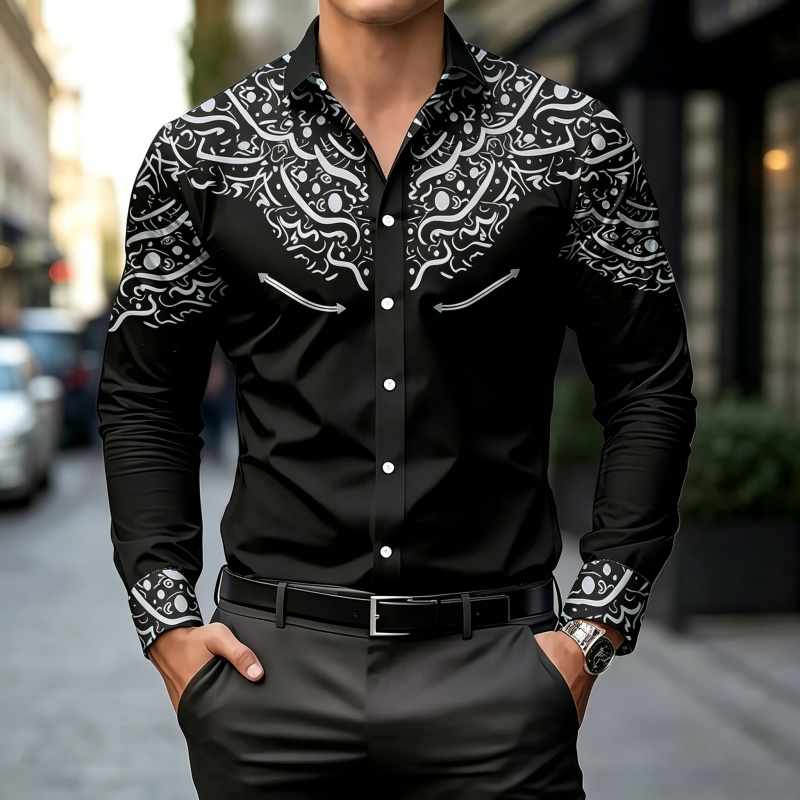 Mens Fashion Summer - Camisa con Estampado en Contraste Blanco
