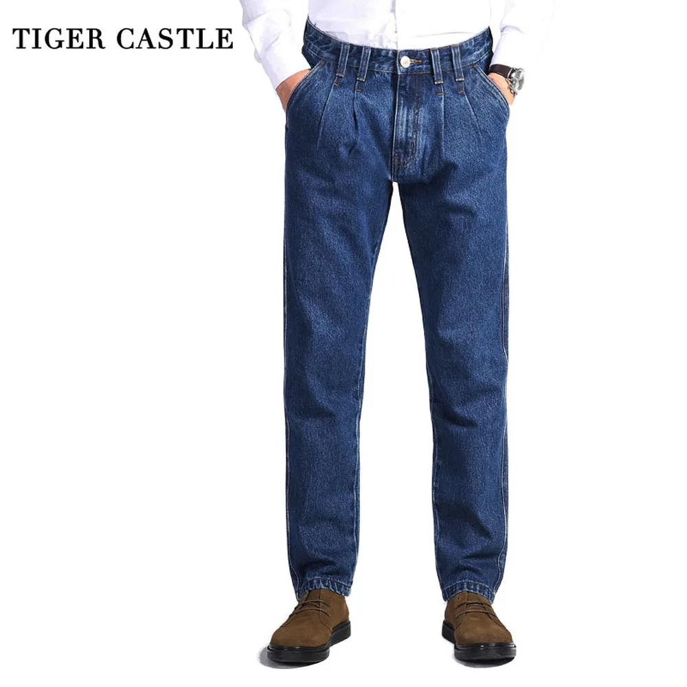 Men'S Fashion With Baggy Jeans - TIGER CASTLE-pantalones vaqueros gruesos de algodón
