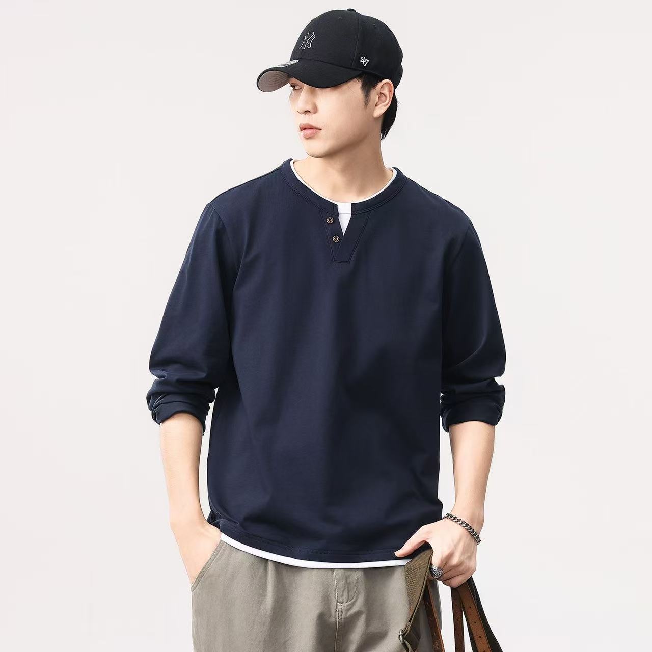 Men'S Fashion Color - Nueva camisa de manga larga para