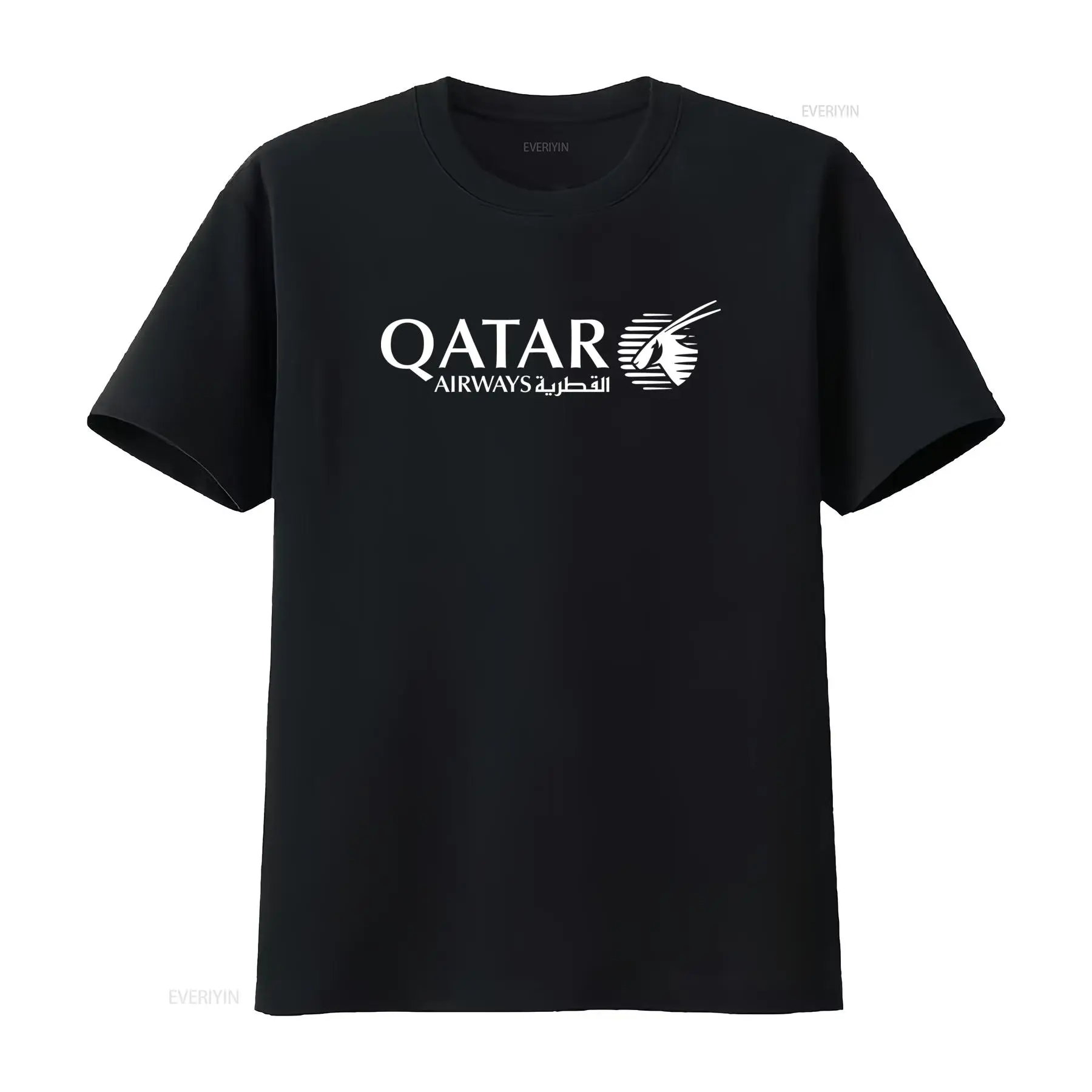 Men'S Fashion Qatar - Camiseta azul marino con logotipo blanco