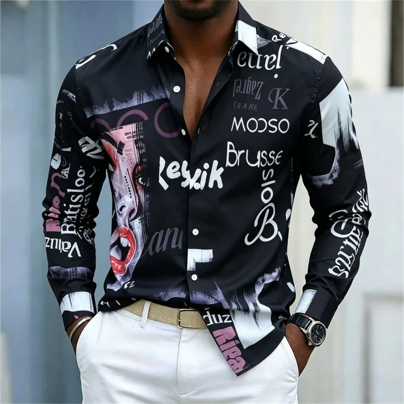 Camisa de manga larga estampad - Mens Fashion Summer reseña y precio