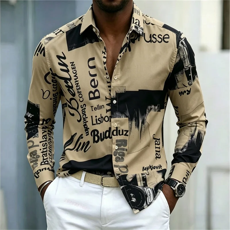 Camisa de manga larga estampad - Mens Fashion Summer reseña y precio