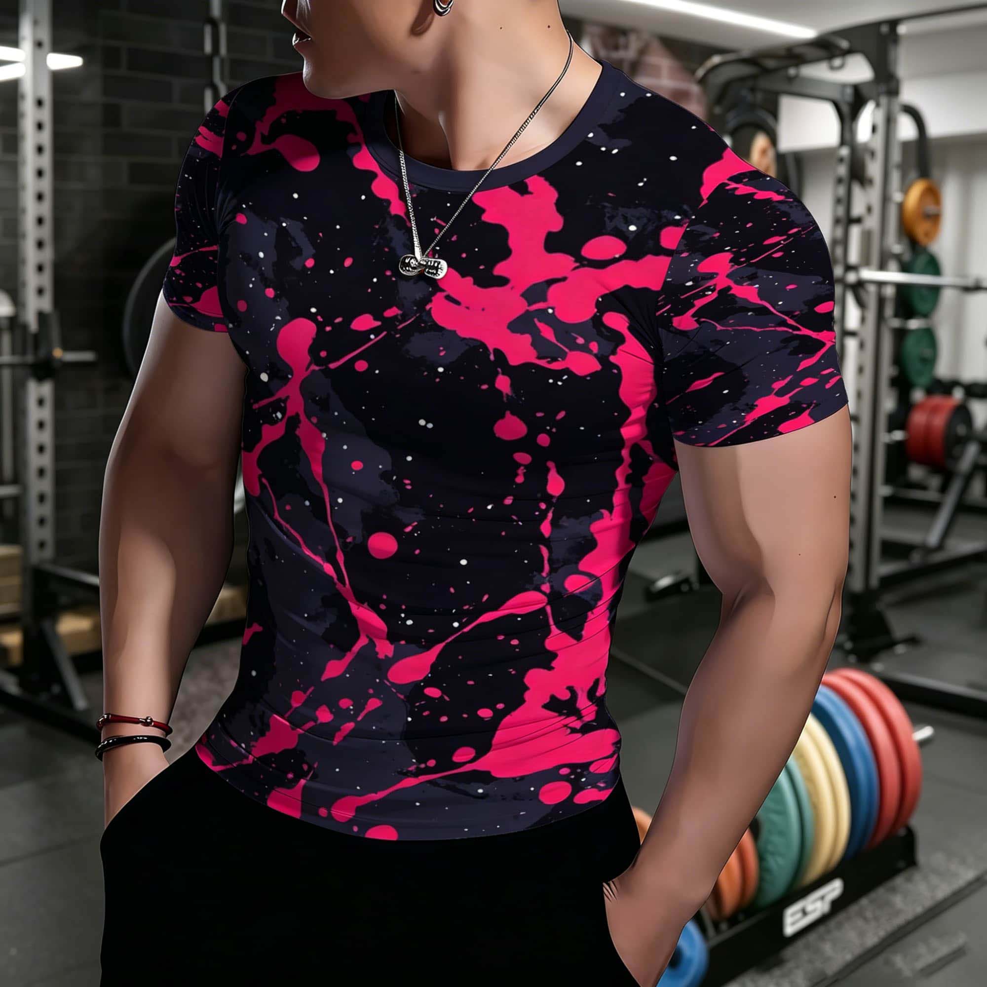 Camiseta de Manga Corta Estilo - Men'S Fashion Pink Shirt reseña y precio