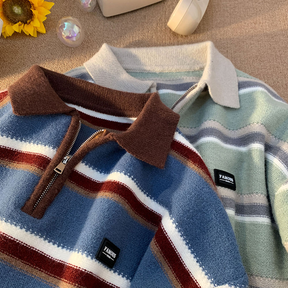Jersey de cuello alto a rayas  - Turtleneck Sweater Men reseña y precio