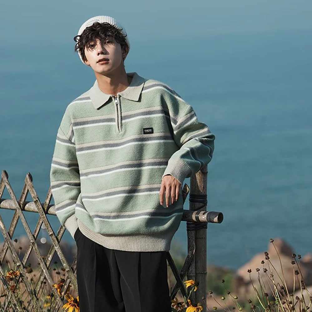 Jersey de cuello alto a rayas  - Turtleneck Sweater Men reseña y precio
