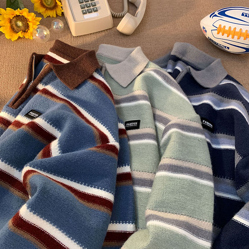Jersey de cuello alto a rayas  - Turtleneck Sweater Men reseña y precio