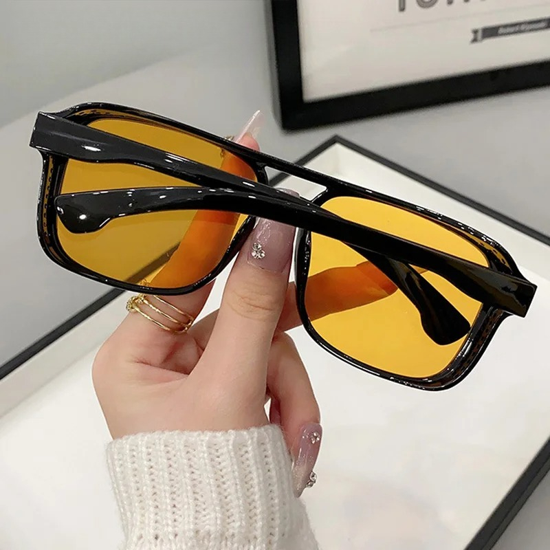 Gafas de Sol Cuadradas con Dob - Yellow Men'S Fashion reseña y precio