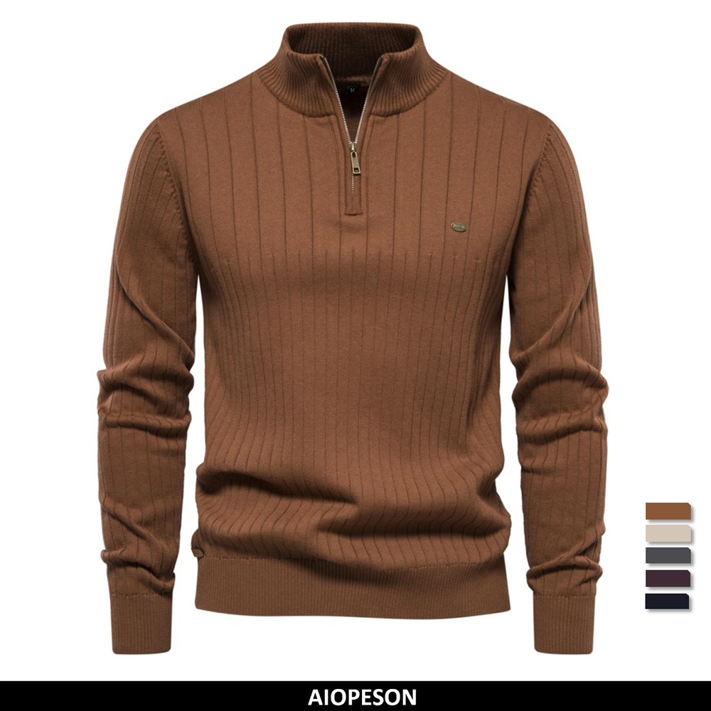 2023 nuevo otoño cremallera pu - Turtleneck Sweater Men reseña y precio