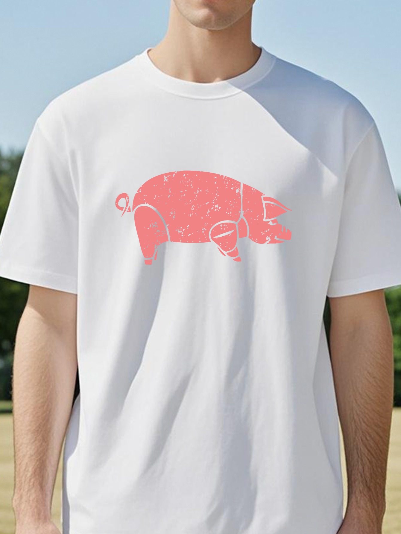 Camiseta gráfica con estampado - Men'S Fashion Pink Shirt reseña y precio
