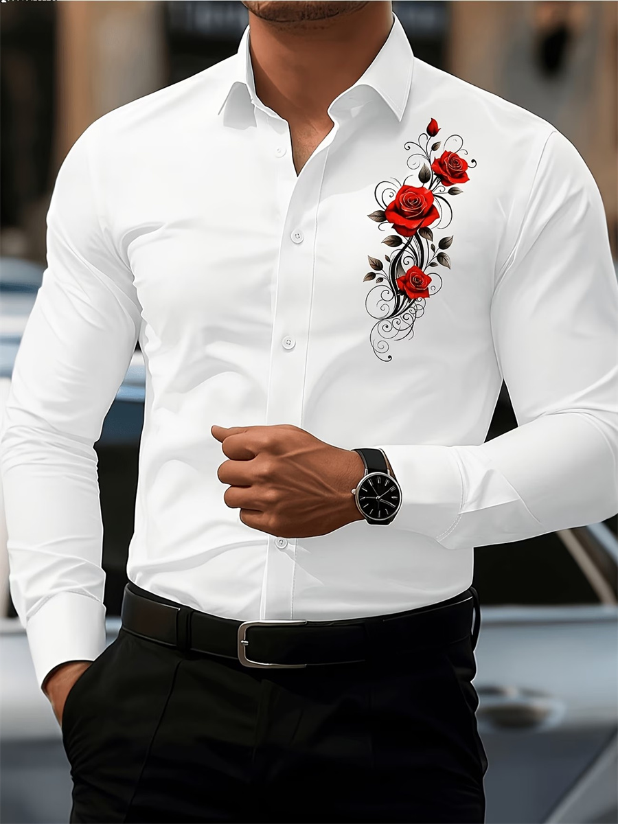 Camisa de Manga Larga con Esta - Men'S Tops Fashion reseña y precio